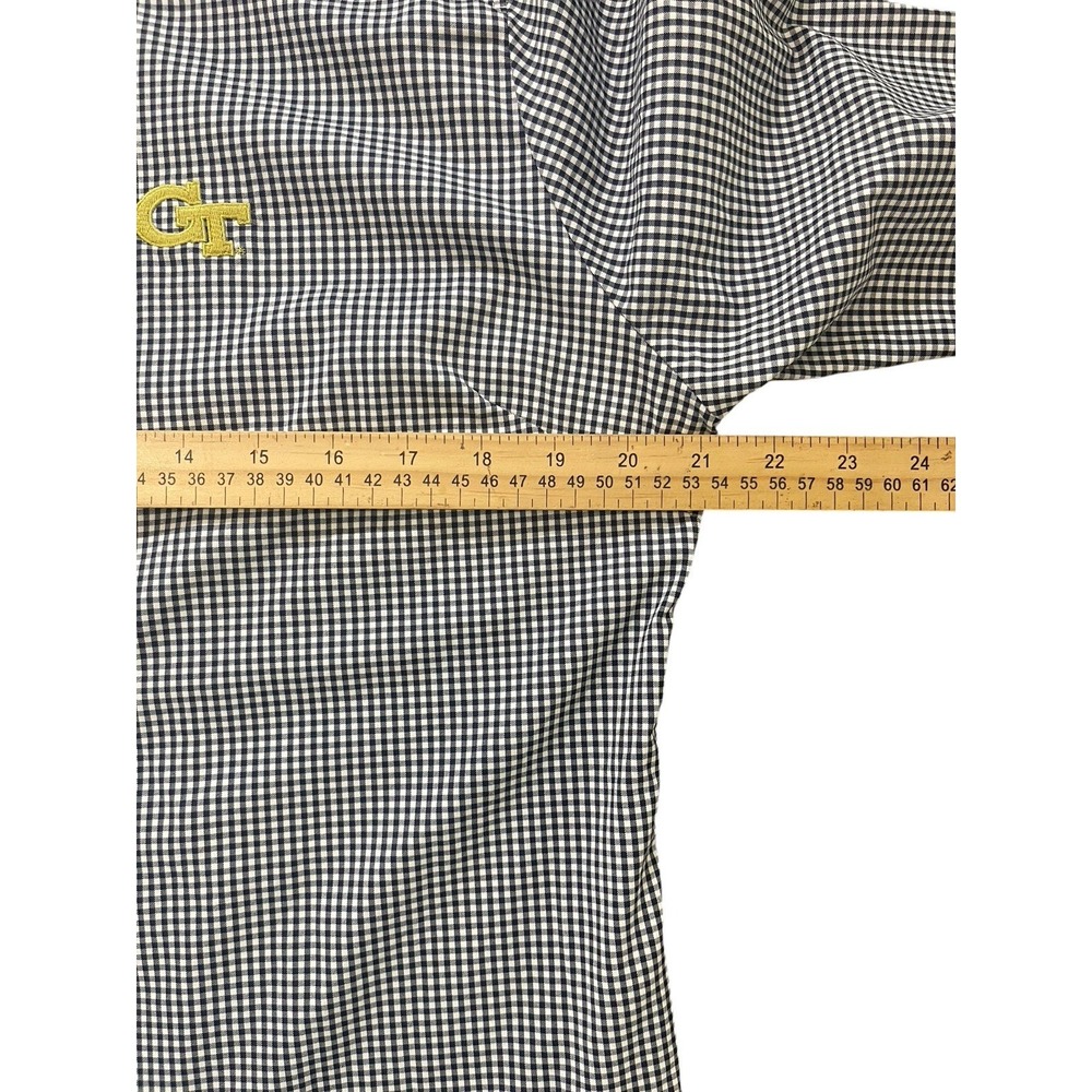 Peter Millar Shirt Womens Large Navy Gingham Plaid Performance Georgia Tech Logo - Picture 4 of 8